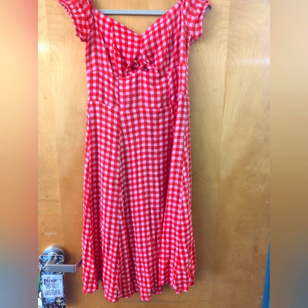 GB Pink And Red Plaid Dress